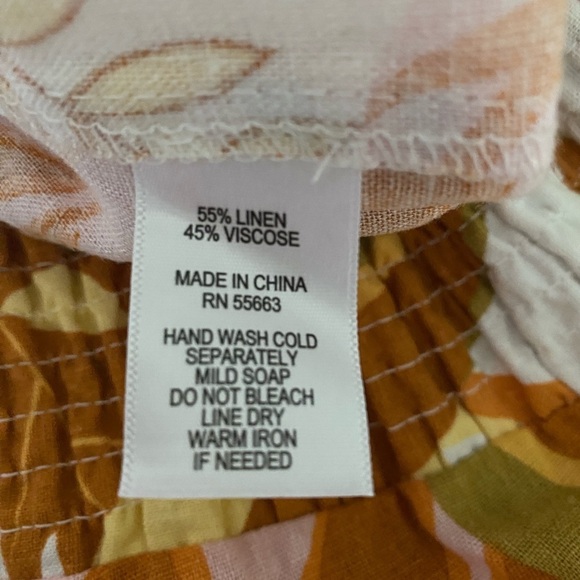 Tahari Smocked Tropical Linen Blend Wide Leg Pull On Pants NWOT Size L - Picture 7 of 7